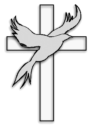 Our logo - outline of a dove superimposed on a cross
